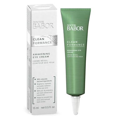 DOCTOR BABOR CLEANFORMANCE Awakening Eye Cream, Feuchtigkeitsspendende Augencreme, Mit Prä-/Probiotika und Hyaluronsäure, Vegane Formel, 1 x 15 ml im Sale